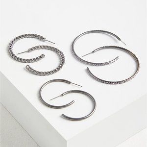 Torrid Link Hoops with Lavender Rhinestone (Set of 3) - Hematite Tone